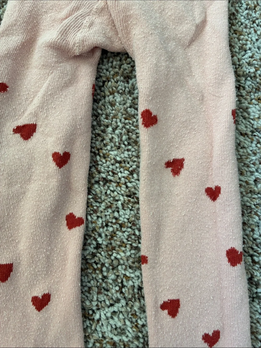 Carter's Pink Tights with Red Heart Pattern